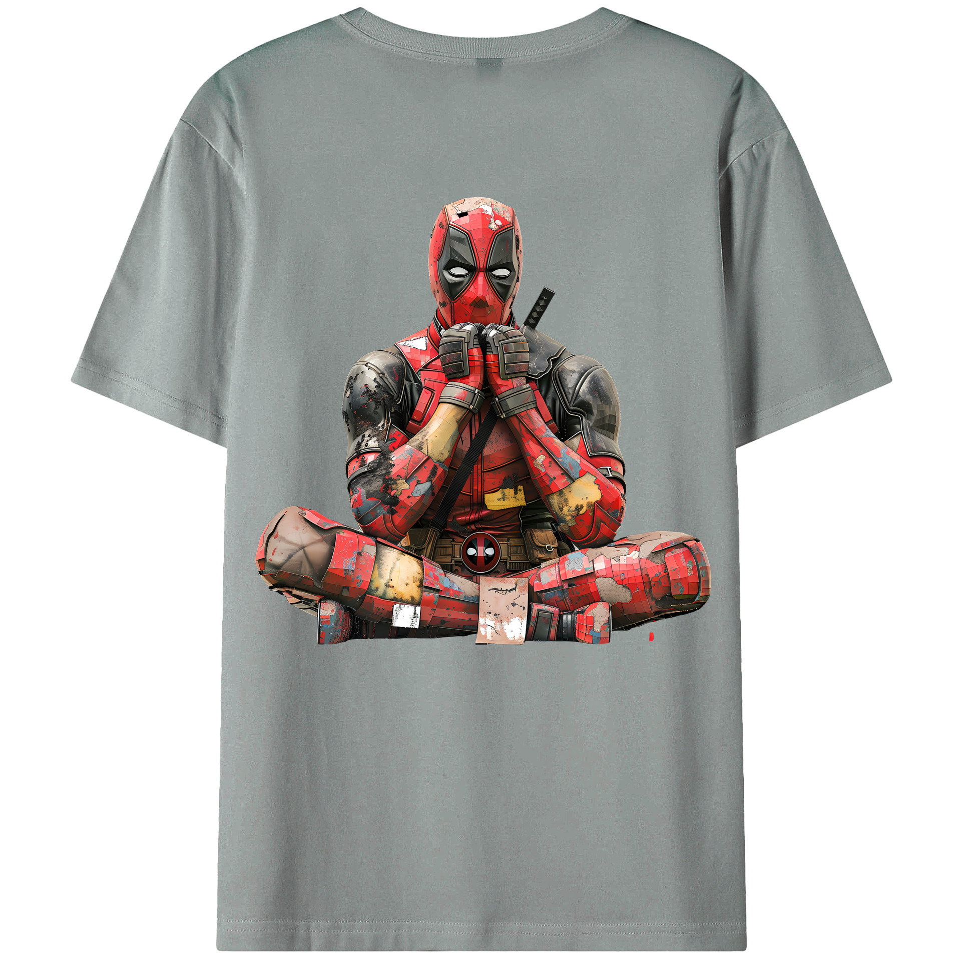 （画像用） Deadpool デッドプール 綿100％ メンズ半袖Tシャツ（バックプリント） 通気性